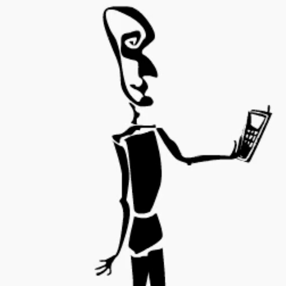 Cartoon character holding a cellphone